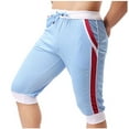 thumbnail image 2 of cllios Mens Sports Shorts Gym Running Capri Pants with Pockets Color Block Print Athletic Shorts Below Knee Length Workout Pants with Pockets, 2 of 3