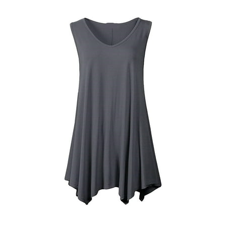 DondPO Going Out Tops for Women Corset Tops Womens Vest Extended Sleeveless V Neck Tunic TShirt Top Casual Summer Dress Loose Bottom Shirt Tank Top for Women Camisole Tops Grey XL