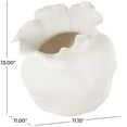thumbnail image 3 of DecMode 13" Abstract Wide Rounded Floral Shaped White Ceramic Vase with Petal Rim, 3 of 9