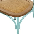 thumbnail image 4 of DecMode Metal Dining Chair with Brown Rattan Seat, Set of 2, Blue, 4 of 9