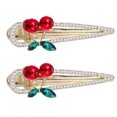 thumbnail image 1 of 2 pinzas para el pelo de cereza dulce con diamantes de imitación de cereza y fruta, pasadores para el pelo con clip de pico de pato, accesorios para el pelo, clip de cereza brillante para mujeres y ni, 1 of 5