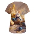 thumbnail image 4 of Women Short Sleeve V Neck Printed Top with Rabbit Egg Butterfly and Basket Pattern for Casual or Workwear Use Ginger D XL, 4 of 5