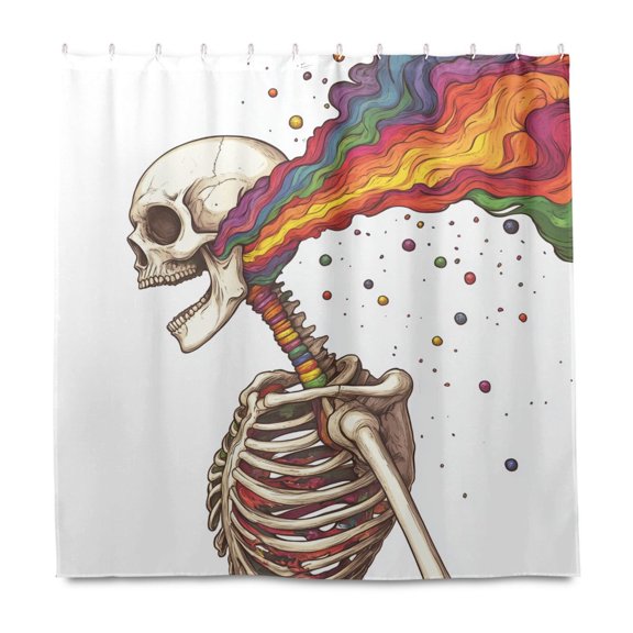 Yayeee Shower Curtain with Hooks 72"x72" Waterproof Fabric Bathroom Hanging Decor, Colorful Skeleton