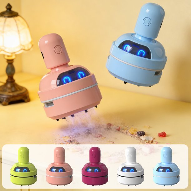 Aspiradora de sobremesa Cartoon, mini aspiradora USB recargable, 3 aspiradores ajustables, borrador para eliminar polvo y migas, herramienta para limpiar teclado, filtro micros