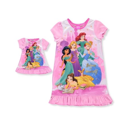 Disney Girls' Multi-Princess Nightgown, Princess Pals, Size: 8