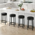 thumbnail image 2 of DSstyles 24'' Swivel Bar Stools with Footrest, Modern Counter Height Barstools with Pu Leather Upholstered and Metal Frame, Backless Round Bar Stools for Kitchen Island, Black/Brown, 2 of 7