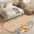 thumbnail image 4 of Round Area Rugs 6Ft, Thanksgiving Fall Non-Slip Washable Circle Rugs Carpet, Autumn Orange Blue Pumpkin Check Indoor Outdoor Rug Floor Mats Throw Runner for Bedroom Living Room Bathroom, 4 of 8