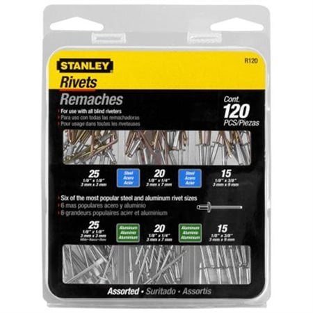 - Stanley Aluminum & Steel Rivet Assortment Set (120-pack)