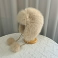 thumbnail image 4 of Lovskoo Womens Faux Fur Hats Pom Pom Winter Hat with Ear Flaps Ski Snow Skull Cap Fluffy A-Beige, 4 of 5