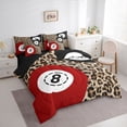 thumbnail image 2 of Castle Fairy Red Billiards Twin Bedding 7-Piece, Vintage Leopard Print Bedding Comforter Set, Brown Red White,Black Reversible, 2 of 7