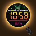 thumbnail image 1 of Reloj de pared Maxstar de 8" con temporizador LED RGB, alarma y temperatura, 1 of 7