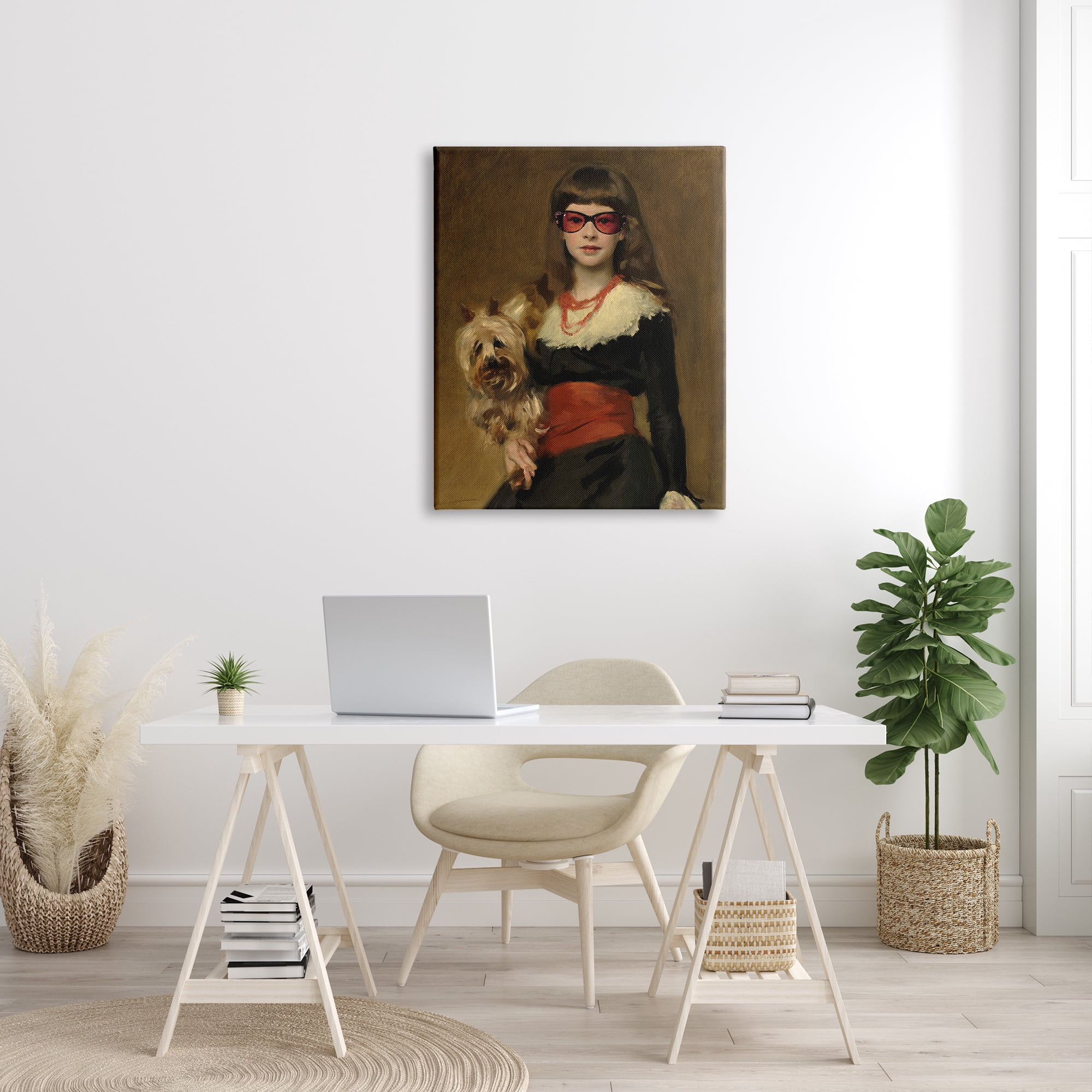 Stupell Industries Traditional Female Portrait Modernized Puppy Glam Sunglasses Animals & Insects Painting Gallery Wrapped Canvas Print Wall Art, 30 x 40