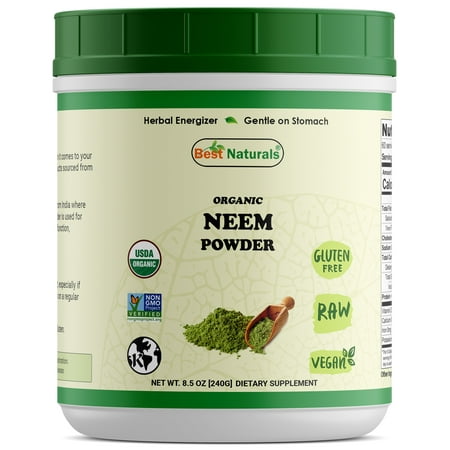 Best Naturals Certified Organic Neem Powder 8.5 OZ (240 Gram), Non-GMO Project Verified & USDA Certified (Best Coverage Drugstore Powder)