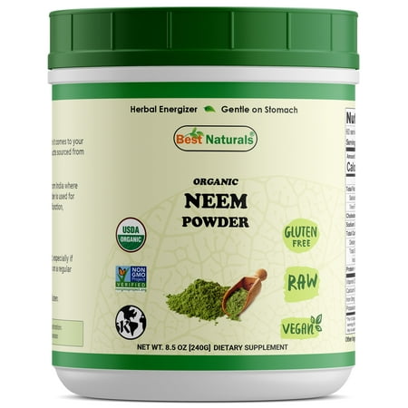 Neem Bark Powder Best Naturals Certified Organic Neem Powder 8.5 OZ (240 Gram), Non-GMO Project Verified & USDA Certified Organic ()