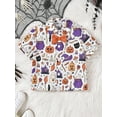 thumbnail image 5 of JYYYBF Toddler Boys Halloween Outfits Bowtie Ghost Pumpkin Print Turn-Down Collar Short Sleeve Shirts Tops Shorts 2Pcs Clothes Set, 5 of 9