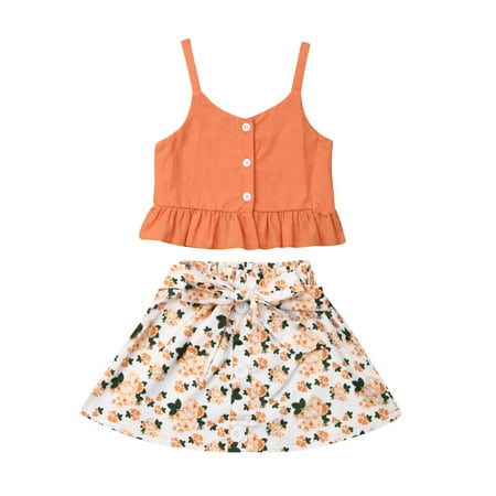 

2PCS Baby Girl Fashion Clothes Summer Tops + Skirt Kids Girls Casual Outfits