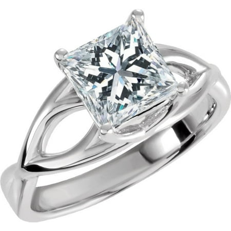 1 Carat Princess Cut Diamond Solitaire Engagement Ring 14K White Gold