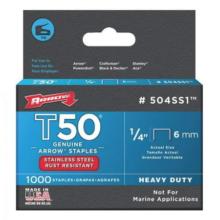 Arrow T50 1/4-Inch Heavy Duty Staples, 1000 Count