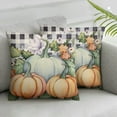 thumbnail image 2 of Shangniulu Fall Pillow Covers Set of 2 Watercolor Blue Pink Pumpkin Throw Pillow Covers Grey Plaid Autumn Farmhouse Pillow Case Harvest Decorations for Couch Outdoor Patio, 2 of 6