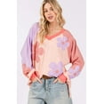 thumbnail image 5 of SAGE + FIG Full Size Daisy Applique Patch Color Block Long Sleeve Top, 5 of 6