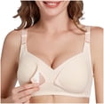 thumbnail image 2 of Nmnitkp Nursing Bras Antibacterial Fabric Solid Color Pregnant Women Breastfeeding Bra With Open Button Postpartum,Soft and Skin-Friendly Cotton Nursing Bras for Breastfeeding Beige,95, 2 of 5