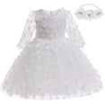 thumbnail image 2 of Odeerbi Infant Girls Flower Embroidered Princess Dress Tulle Flower Girl Dress Cute Evening Formal Dresses Baby Long Sleeve Party Dress with Headband Infant Girls Clothes, 2 of 8