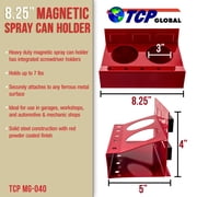 TCP Global Magnetic Aerosol Spray Can and Screwdriver Holder Tray - Holds 2 Spray Cans, Paint, Lubricant, Bottles, and 5 Screwdrivers - Attach to Toolbox, Wall Cabinet, Bodyshop, Workshop, Garage Cart