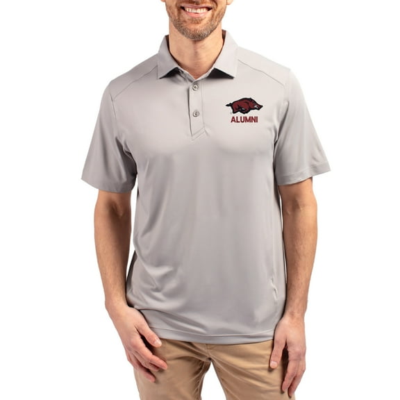 Men's-Cutter & Buck  Gray Arkansas Razorbacks Forge Alumni Eco Stretch Recycled Polo