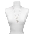 thumbnail image 3 of Delight Jewelry Goldtone Crystal Initial - I - Be Strong and Courageous Engraved Cross Zoey Necklace, 28", 3 of 4