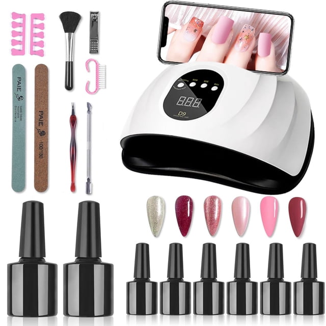 Kit Manicura Uñas Semipermanente, Lampara Para Uñas Uv/Led Kit de Uñas Gel Esmalte de Uñas Para Mani