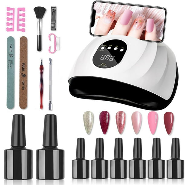 Kit Manicura Uñas Semipermanente, Lampara Para Uñas Uv/Led Kit de Uñas Gel Esmalte de Uñas Para Mani