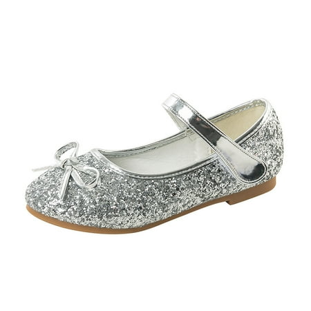 

Girls Elegant Sequin Bow Ballet Princess Shoes Non-slip Soft Sole Mary Jane Flats For Spring And Autumn Party Performance