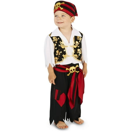 Skull Print Pirate Toddler Halloween Costume, Size 3T-4T