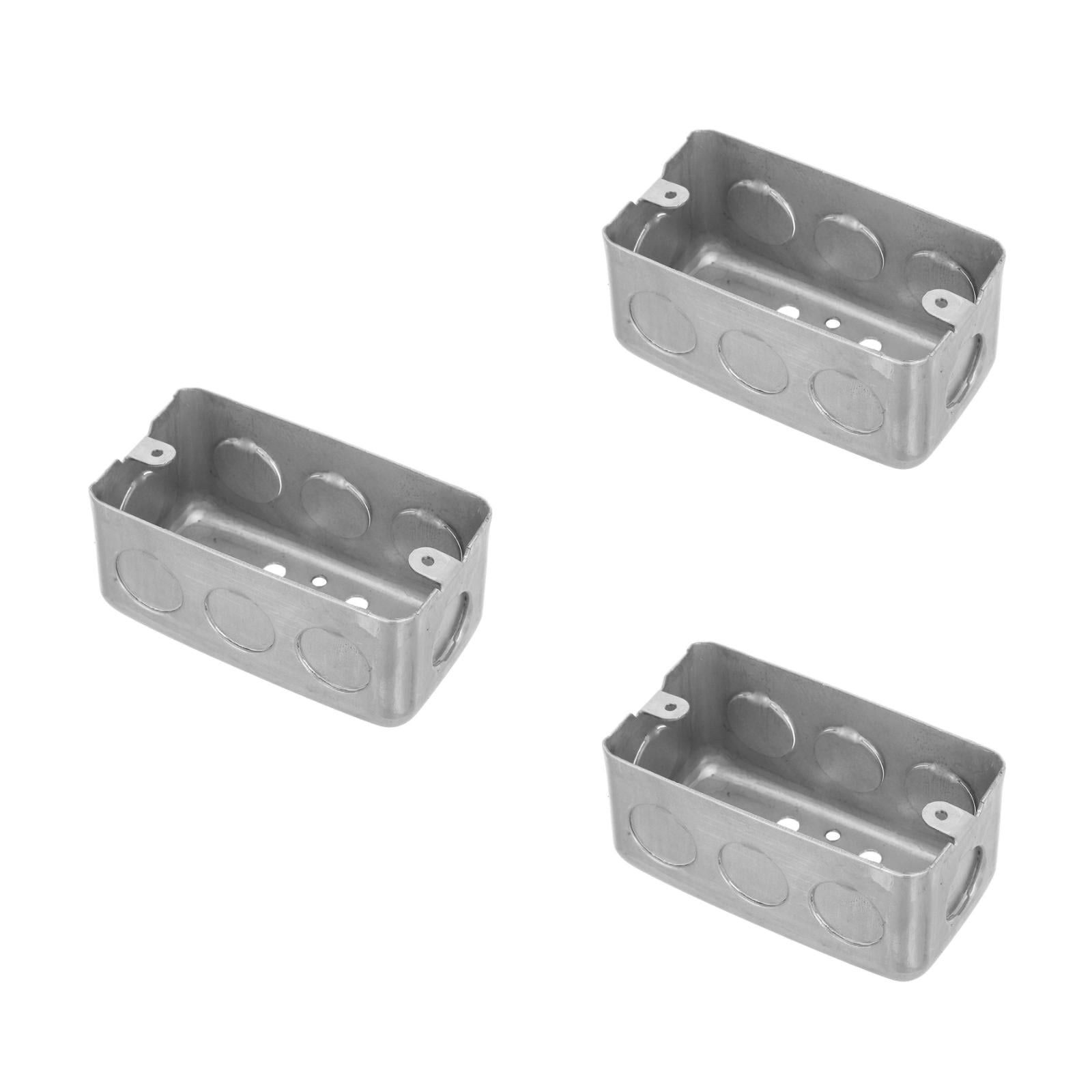 Worgeous 3pcs Metal Electrical Box Single Gang Electrical Box Deep Junction Box Metal Galvanized Electrical Box Drawn Construction