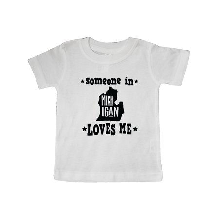 

Inktastic Michigan Travel Gift Someone Loves Me Gift Baby Boy or Baby Girl T-Shirt