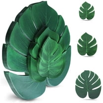 Dalrosia 50PCS Palm Leaves Artificial Tropical Monstera Plant Fake Leaves Birthday Party Supplies,Faux Green Leaf for Hawaiian Beach BBQ Table Decoration 3 Size
