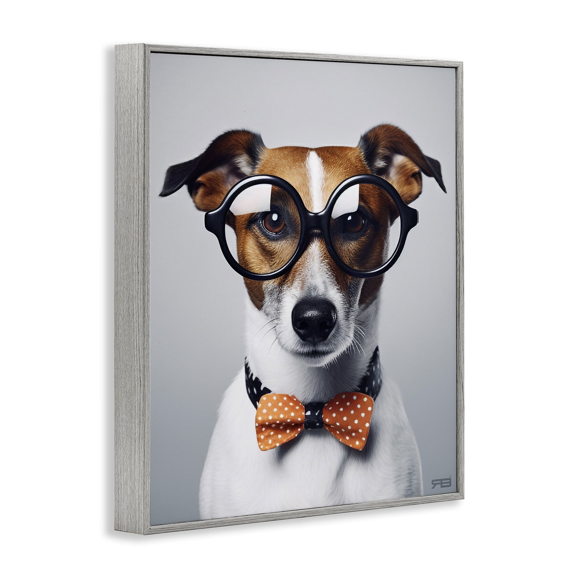 Stupell Industries Hipster Bowtie Dog Animals & Insects Painting Gray Framed Art Print Wall Art, 11 x 14