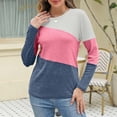 thumbnail image 6 of Womens Tops Color Block Tunic Tops Casual Long Sleeve Shirts Round Neck Pullover Blouses For Women, 6 of 7