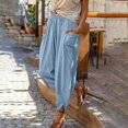 thumbnail image 2 of Breezora Women's Cotton Linen Harem Pants Summer Lightweight Elastic Waist Baggy Loose Fit Breathable Daily Trousers With Pockets, 2 of 9