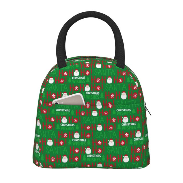 Balery Cute Santa And Ho Ho Ho Bolsa de Almuerzo para Mujeres, Caja de Almuerzo, Bolsa de Almuerzo Pequeña Impermeable, Tote de Almuerzo Reutilizable con Gran Capacidad