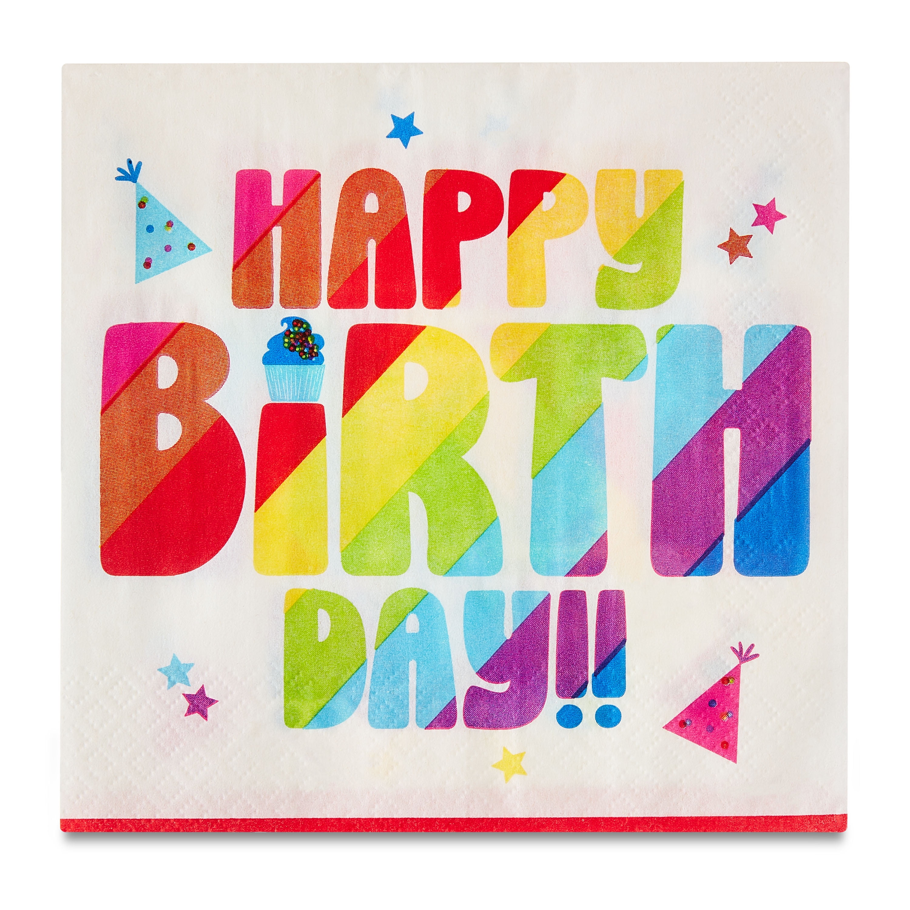 6.5" x 6.5" Disposable Multicolor Happy Birthday Paper Lunch Napkins, 20 Count, by Way To Celebrate