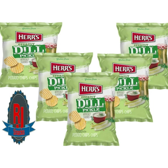 Herr's Creamy Dill Potato Chips 2.75 oz Pack of 3 (Curated by RJ Snacks)