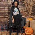 thumbnail image 4 of Capa negra con capucha para Halloween, accesorios de cosplay de bruja, disfraz de Halloween para adultos/niños, capa para adultos, (negro, 125 cm), 4 of 5