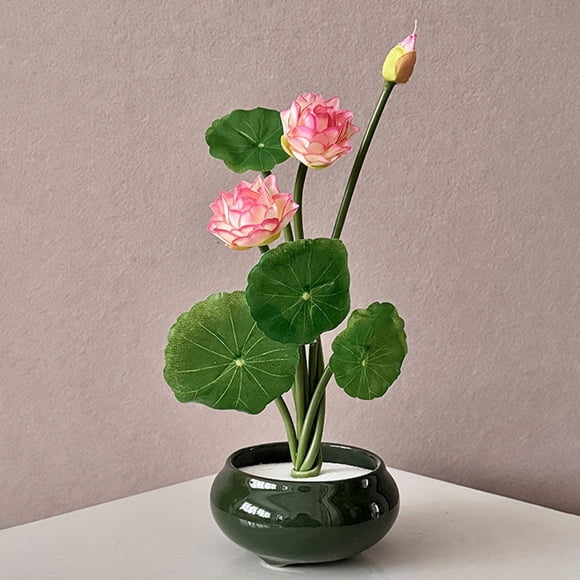 Loto artificial, nenúfar artificial para la decoración de la sala de Buda | Flores de seda realistas para la mesa del comedor, el mueble de la televisión y la pecera
