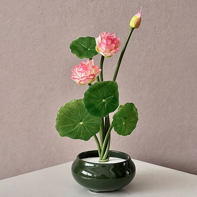 Flores artificiales acuáticas Lisbinx - Decoración de Buda realista en tela de seda, centro de mesa para el hogar, decoración de pecera - 1 pieza, 25 cm de alto, blanco/multicolor/rojo/rosa/morado