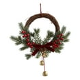 thumbnail image 2 of Christmas Bell Decorations 13.8in Christmas Decorations Rattan Wreath Bells Bow Red Fruit Branch Door Hanging Christmas Window Decoration Pendant, 2 of 6