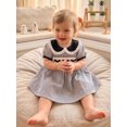 thumbnail image 4 of Cjfdfy Kids Toddler Baby Girls Halloween Dress Outfit Infant Baby Girls Summer Fall Clothes 6 12 18 24 Months 2 3 4 5 Years Doll Collar Ghost Witch Hat Bat Print Short Sleeve Striped Dress, 4 of 9