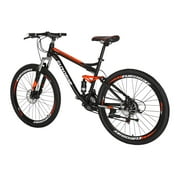 Full Suspension Mountain Bike, S7 Mountain Bike for Mens, 27.5 Inch Mens Mountain Bikes, 21 Speed, Shock Absorber, Disc Brakes, Adult for Mens Bicycle Multi-Spoke Orange