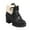 Black Fleece Lined Ankle Boots, variant on hopeusnice Women's Winter Boots Fuzzy Fleece Lined Ankle Boots Lace Up Chunky Heel Warm Snow Boots Comfortable Outdoor Shoes Black 36