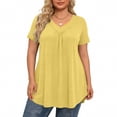 thumbnail image 5 of Women's Plus Size V Neck T Shirts Short Sleeve Tops Casual Summer Tshirts Loose Fit Tees Yellow XL, 5 of 6